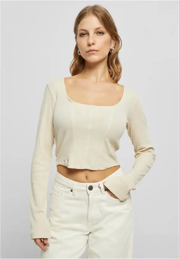 Urban Classics Women's soft grass with short ribs and long sleeves