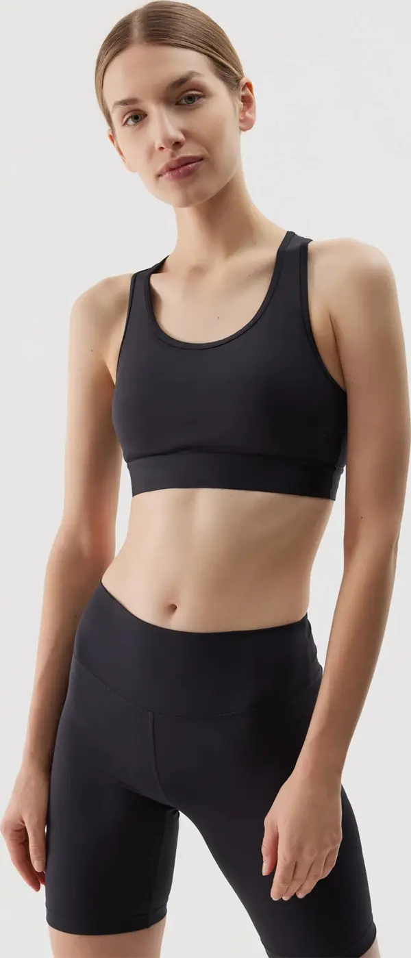 4F Women's Sports Bra with Low Support Made of 4F Recycled Materials - Black