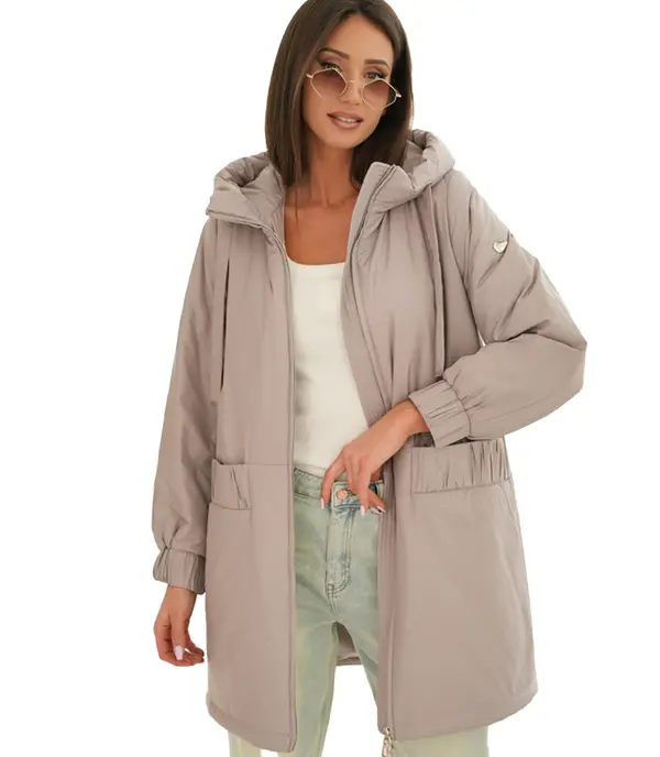 Pri Women's spring oversize coat with hood and pockets Emilia