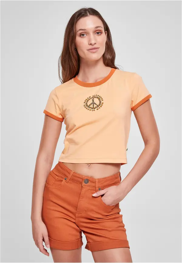 Urban Classics Women's Stretch Cropped Tee Jersey Paleo Orange/Vintageo Orange