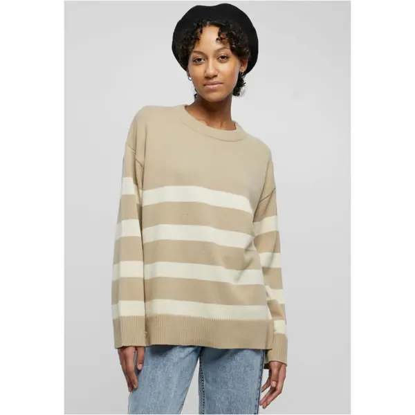 Urban Classics Women's striped knitted sweater - beige