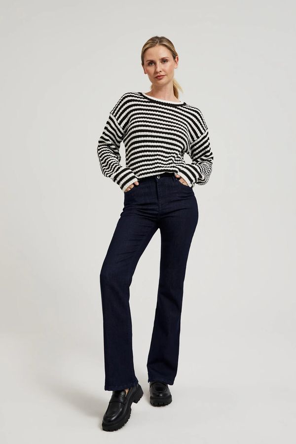 Moodo Women's striped sweater MOODO - white-black