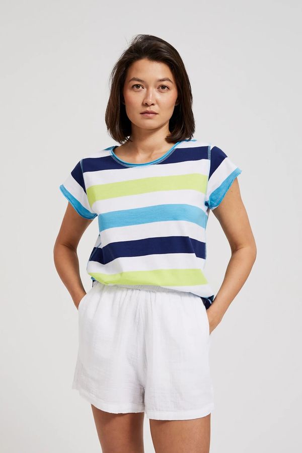 Moodo Women's striped T-shirt MOODO - blue