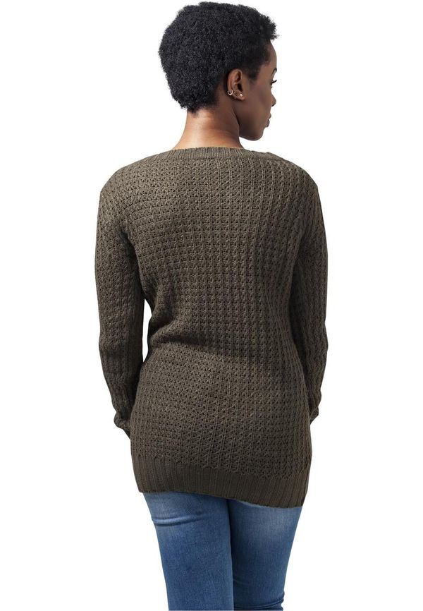 UC Ladies Women's sweater with a long wide neckline - olive