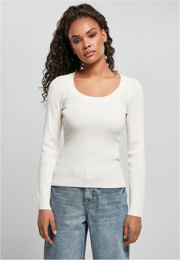 Urban Classics Women's sweater with a wide neckline whitesand