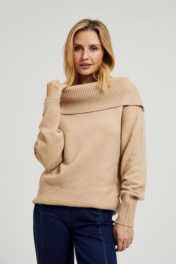 Moodo Women's sweater with roll neckline MOODO - beige