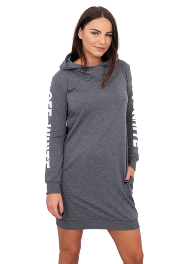 marka niezdefiniowana Women's sweatshirt dress Off White Kesi - dark gray melange