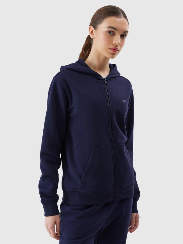 4F Women's Sweatshirt Zipped Up Hoodie 4F - Navy Blue