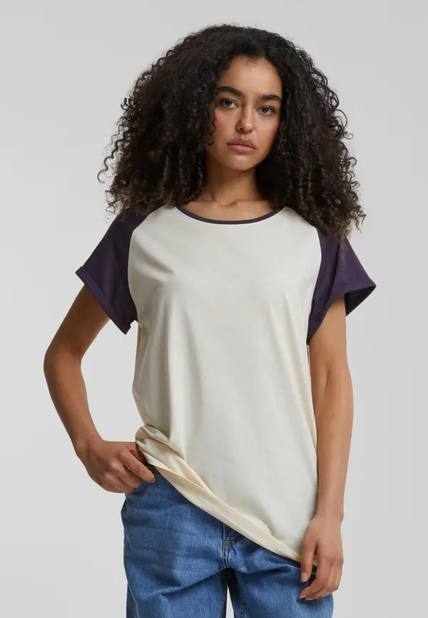 Urban Classics Women's T-shirt Contrast Raglan cream/purple