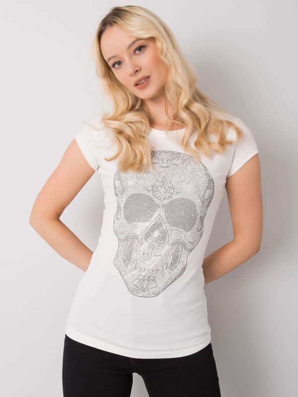 Fashionhunters Women's T-shirt Ecru with skull