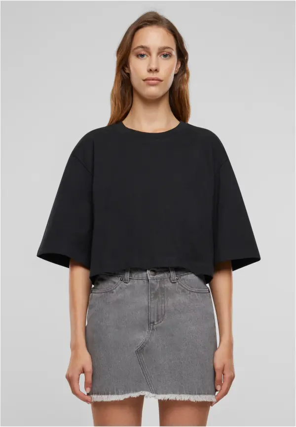 Urban Classics Women's T-shirt Heavy Organic Oversized Cropped Black