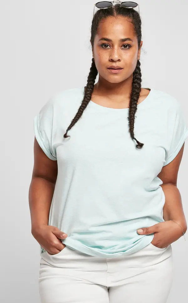 Urban Classics Women's T-shirt Melange Extended Shoulder Tee aqua melange