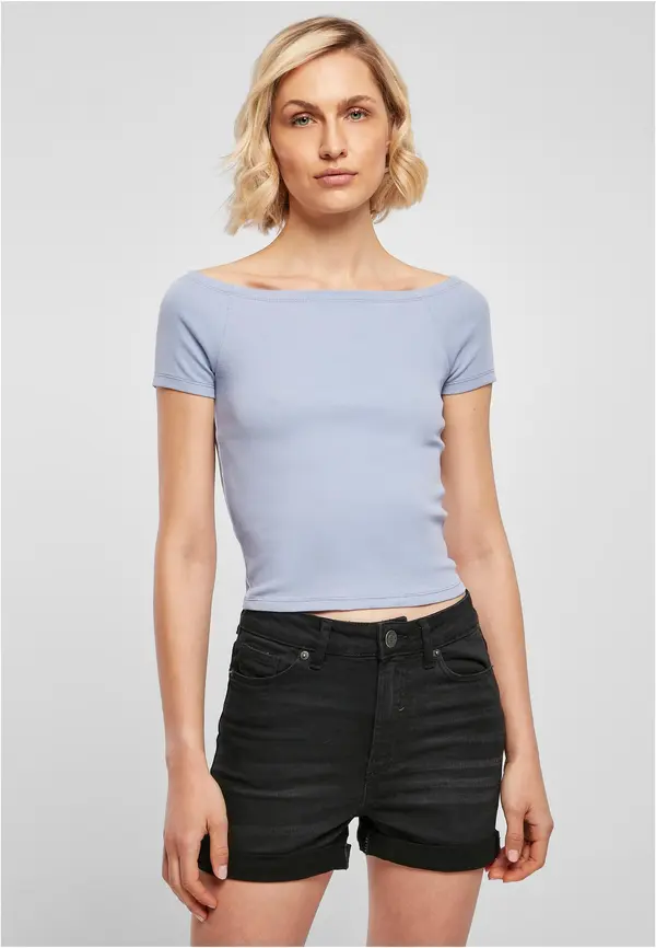 Urban Classics Women's T-shirt Off Shoulder Rib violablue