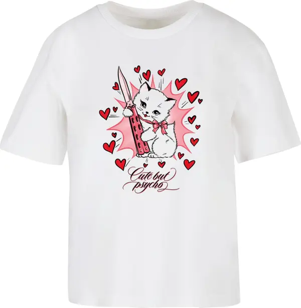 Mister Tee Women's T-shirt Psycho Kitty white