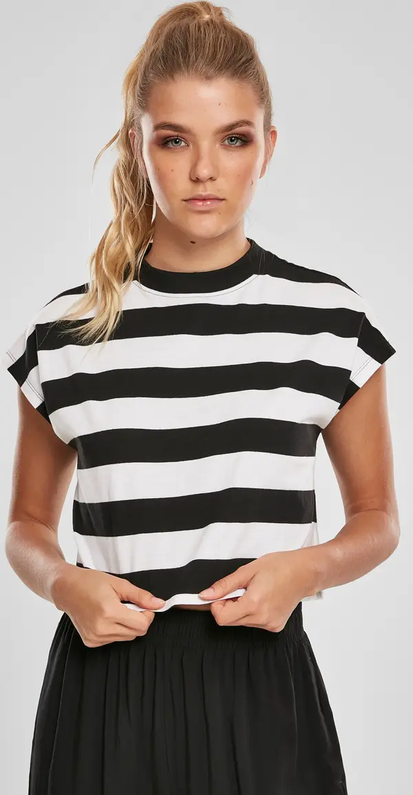 Urban Classics Women's T-shirt Stripe Short Tee black/white