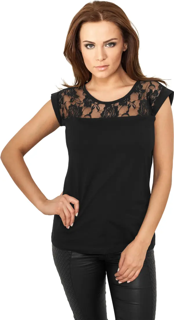 Urban Classics Women's T-shirt Top Laces black