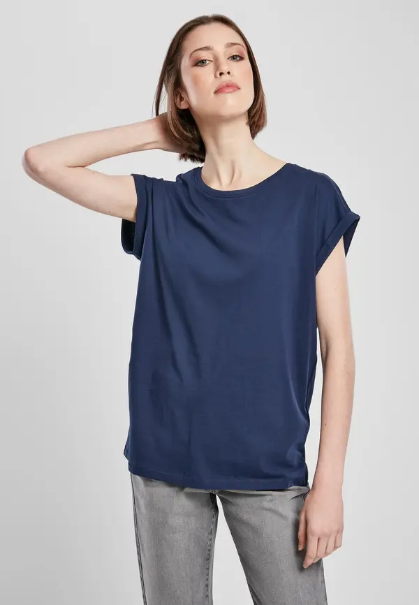 Urban Classics Women's T-shirt with extended shoulder dark blue