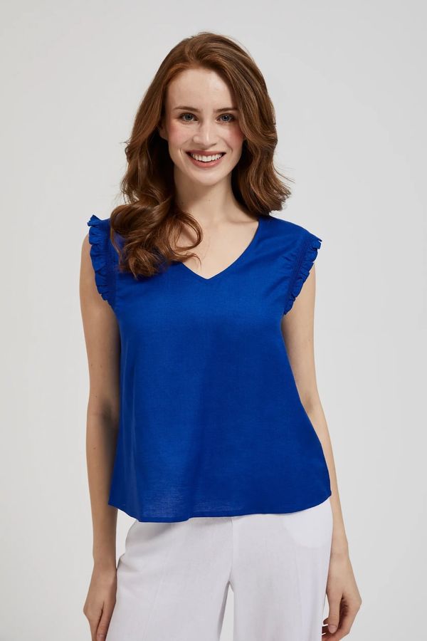 Moodo Women's tank top with frills MOODO - navy blue