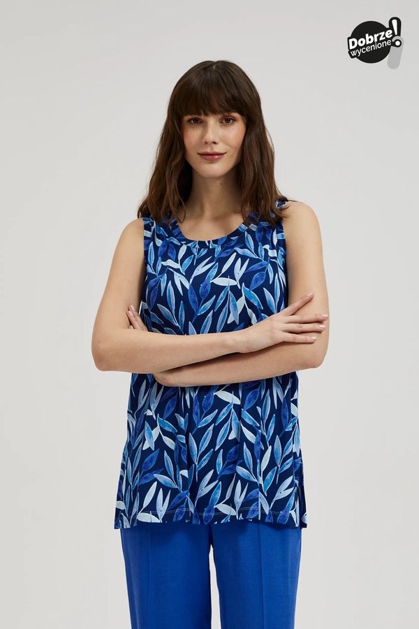 Moodo Women's tank top with MOODO print - navy blue