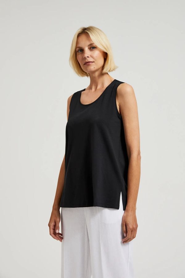 Moodo Women's tank top with slit MOODO - black