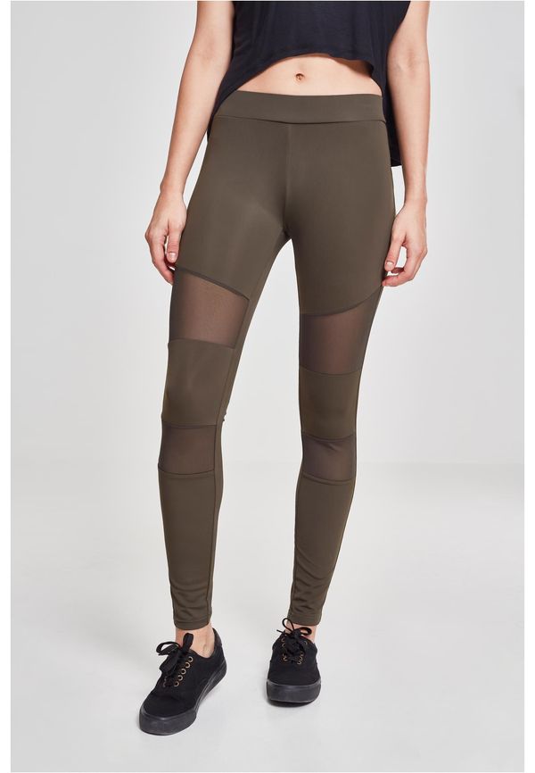 Urban Classics Women's Tech Mesh Leggings - Dark Olive