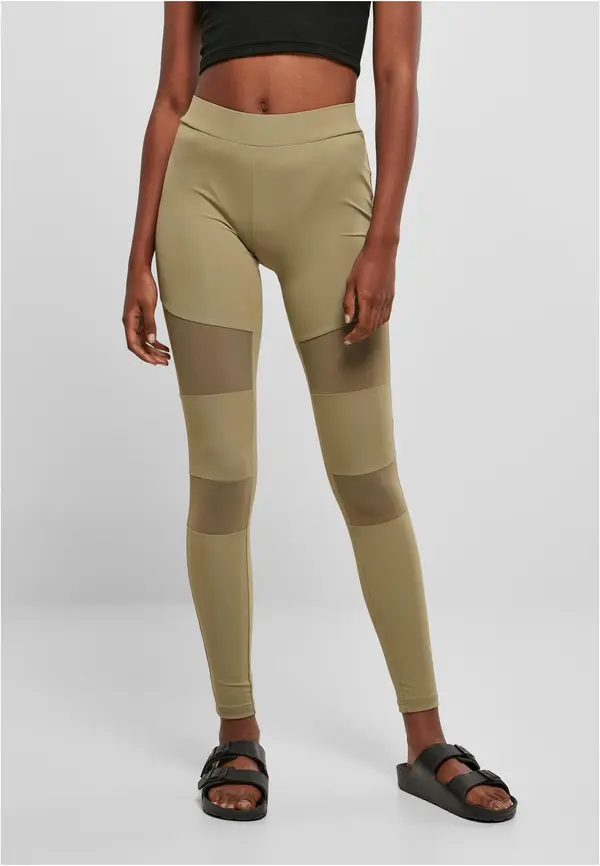 Urban Classics Women's Tech Mesh Leggings in khaki