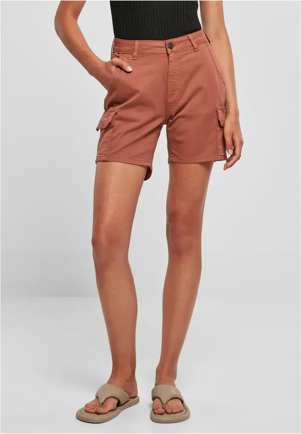 Urban Classics Women's Terracotta Cargo Shorts High Waist
