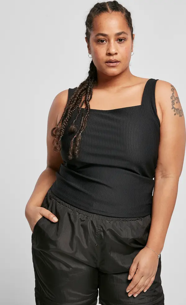 Urban Classics Women's top with a flat neckline, black