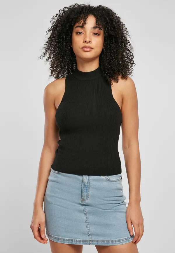 Urban Classics Women's turtleneck with short rib knit black