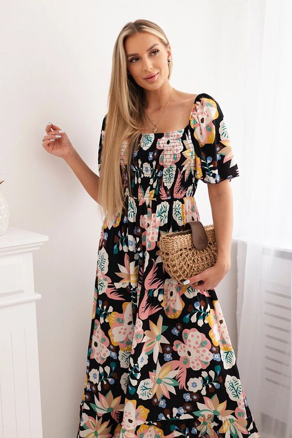 Kesi Women's Viscose Dress with Ruffles - Black