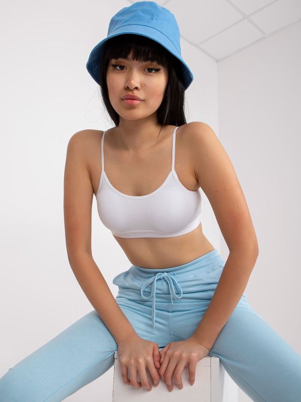 Fashionhunters Women's white short top with thin shoulder straps