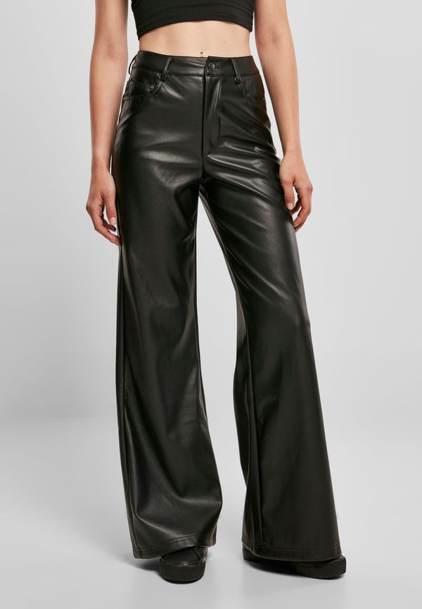 UC Ladies Women's wide trousers made of black artificial leather