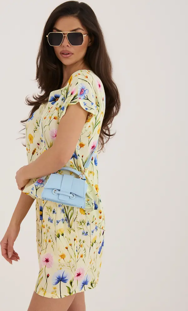 Sublevel Ярко жълта блуза с флорални мотиви