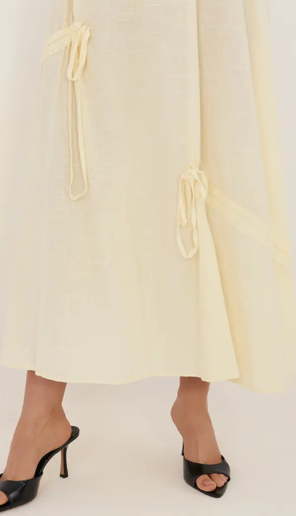 Italy Moda Ярко жълта лятна пола с връзки