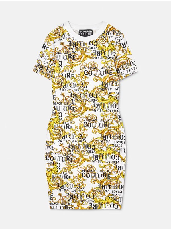 Versace Jeans Couture Yellow and White Women's Patterned Sheath Dress Versace Jeans Couture - Women