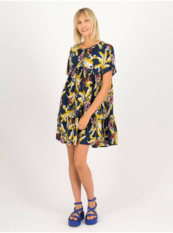 Blutsgeschwister Yellow-blue women's floral dress Blutsgeschwister Seeds Of Love - Women's