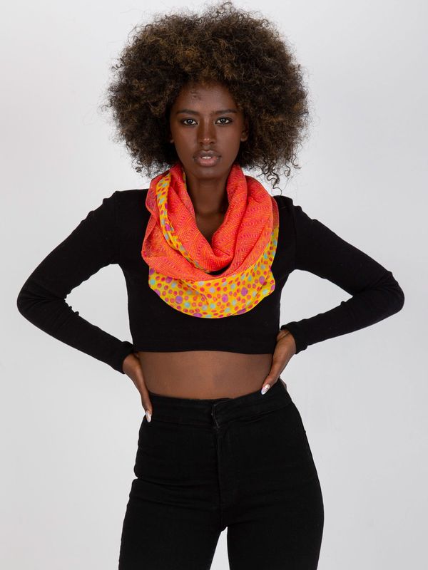 Fashionhunters Yellow-coral scarf with print