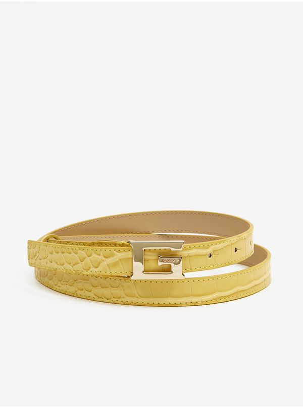 Guess Yellow Ladies Belt with Crocodile Pattern Guess - Women