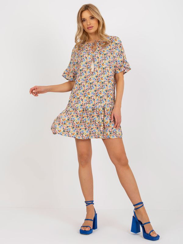 Fashionhunters Yellow loose floral dress SUBLEVEL with frills