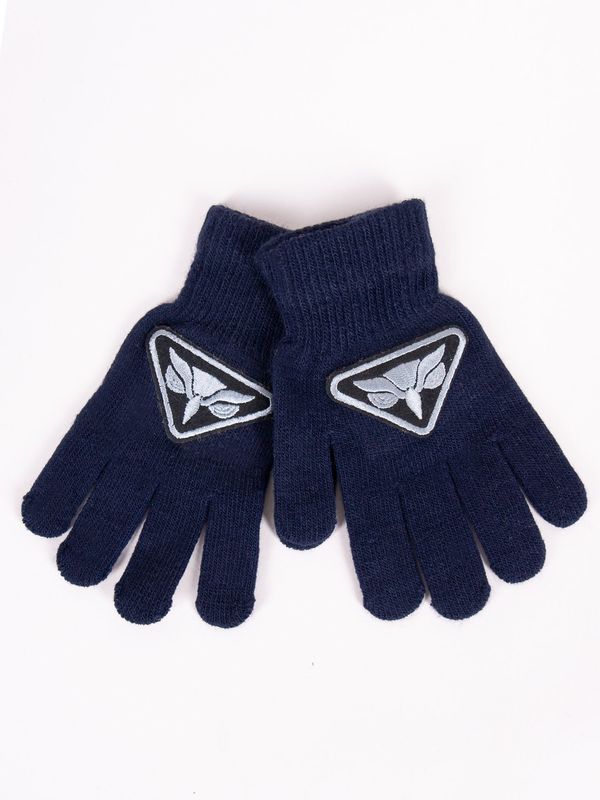 Yoclub Yoclub Kids's Boys' Five-Finger Gloves RED-0233C-AA5B-003 Navy Blue