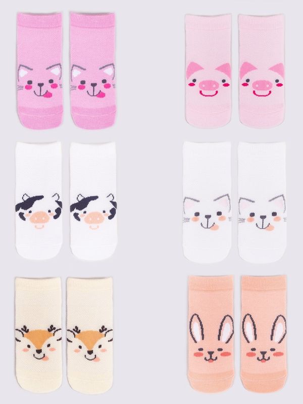 Yoclub Yoclub Kids's Girls' Ankle Thin Cotton Socks Patterns Colours 6-Pack SKS-0072G-AA00-004