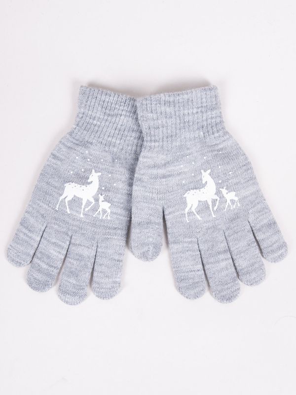 Yoclub Yoclub Kids's Girls' Five-Finger Gloves RED-0012G-AA5A-018