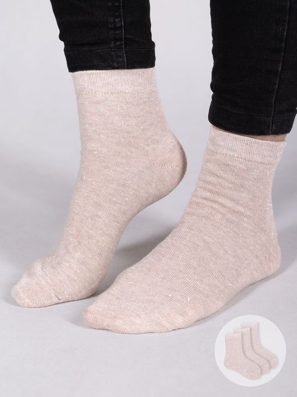 Yoclub Yoclub Kids's Girls' Socks Plain With Silver Thread 3-Pack SKA-0025G-6700