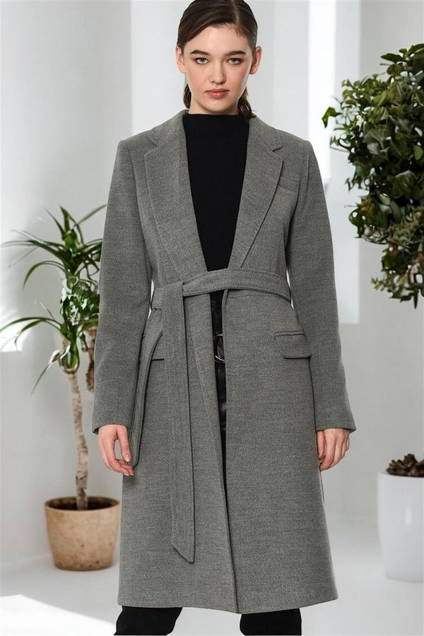 dewberry Z6613 DEWBERRY WOMEN'S COAT-PLAIN GREY