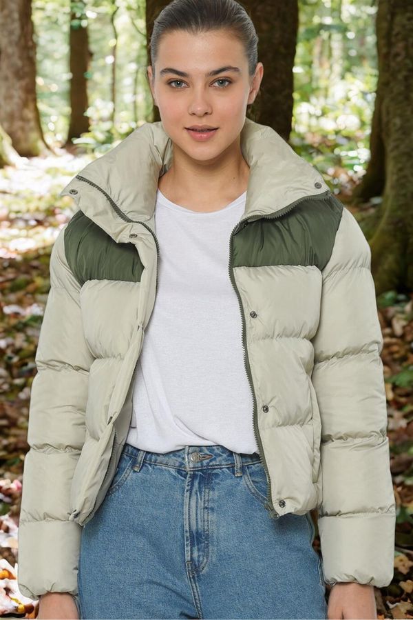 dewberry Z6649 DEWBERRY ДАМСКО ПАЛТО-КАКИ-КАМЪК