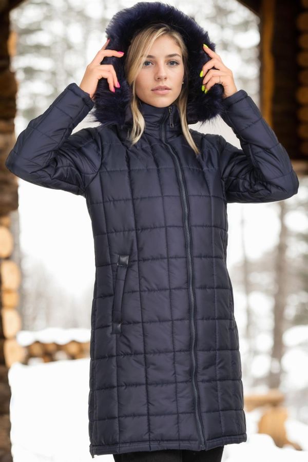 dewberry Z6653 DEWBERRY WOMEN'S COAT-DARK NAVY BLUE