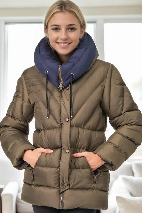 dewberry Z6683 DEWBERRY WOMEN'S COAT-KHAKI-1