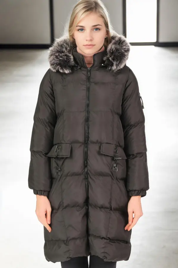 dewberry Z6706 DEWBERRY WOMEN'S COAT-BLACK-1