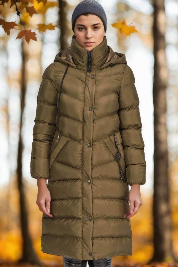 dewberry Z6719 DEWBERRY WOMEN'S COAT-PLAIN KHAKI