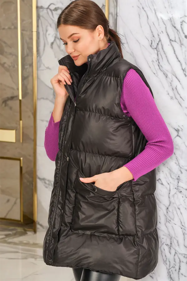 dewberry Z6729 DEWBERRY HK STYLE WOMEN'S VEST-PLAIN BLACK